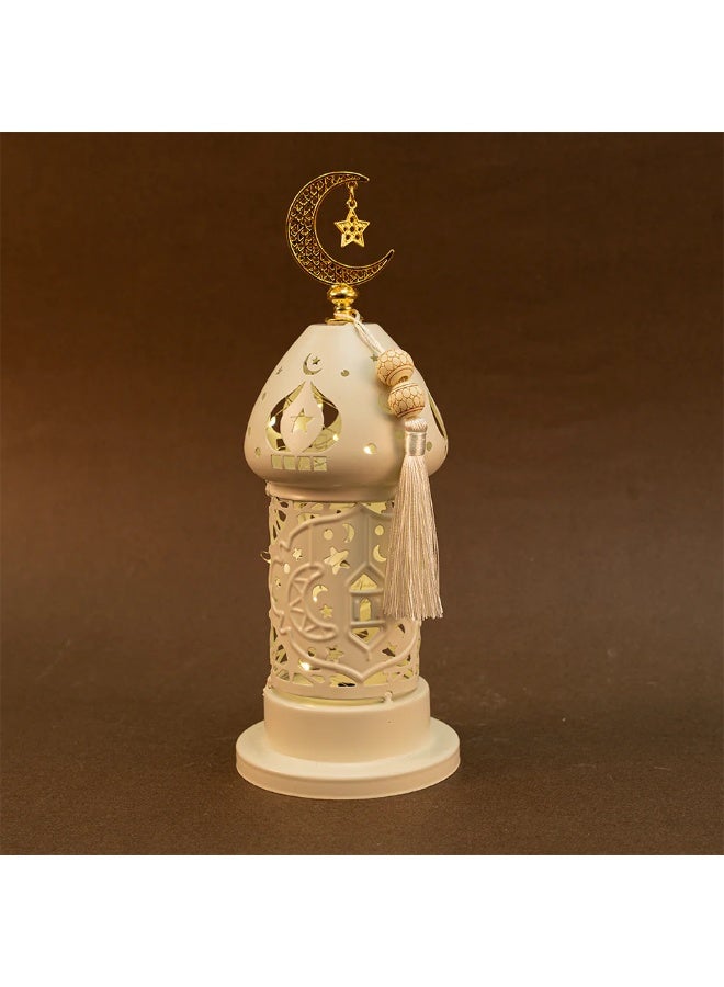 Ramadan lantern, small white crescent moon, 25 cm size